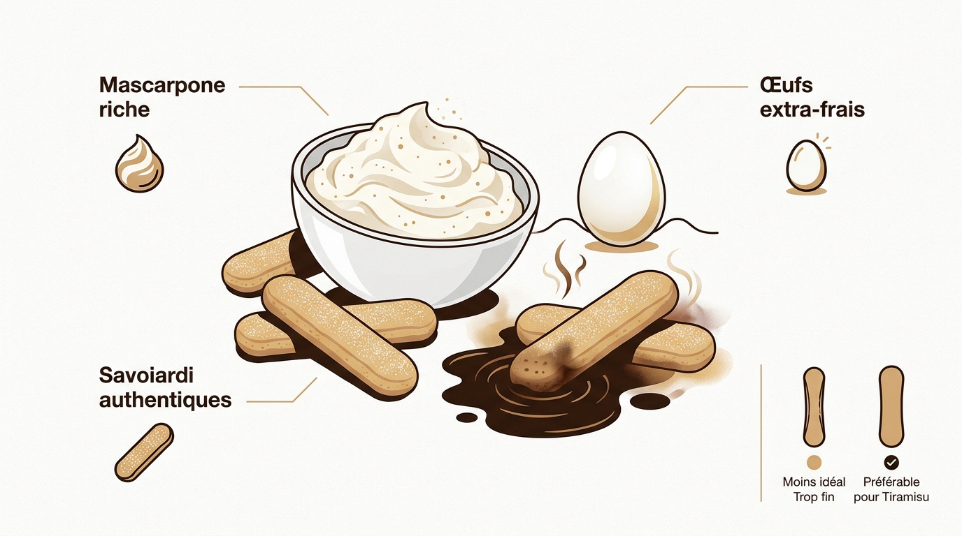 Ingrédients authentiques : savoiardi et mascarpone
