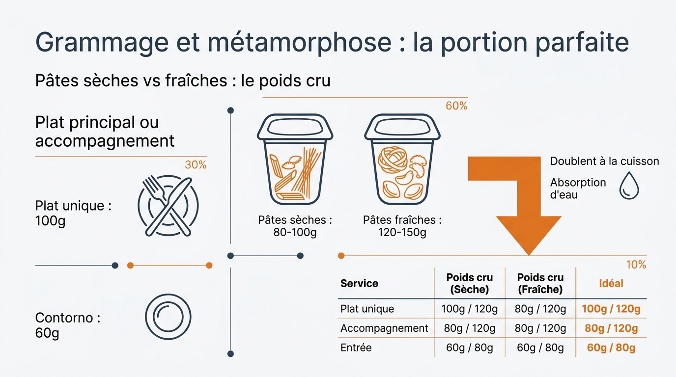 Grammage pâtes sèches et fraîches