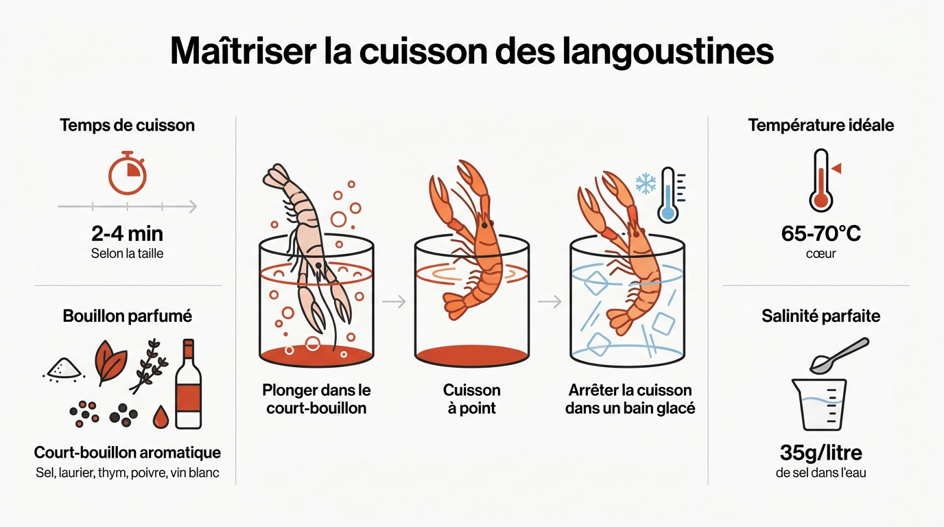 Langoustines fraîches prêtes pour une cuisson parfaite au court-bouillon