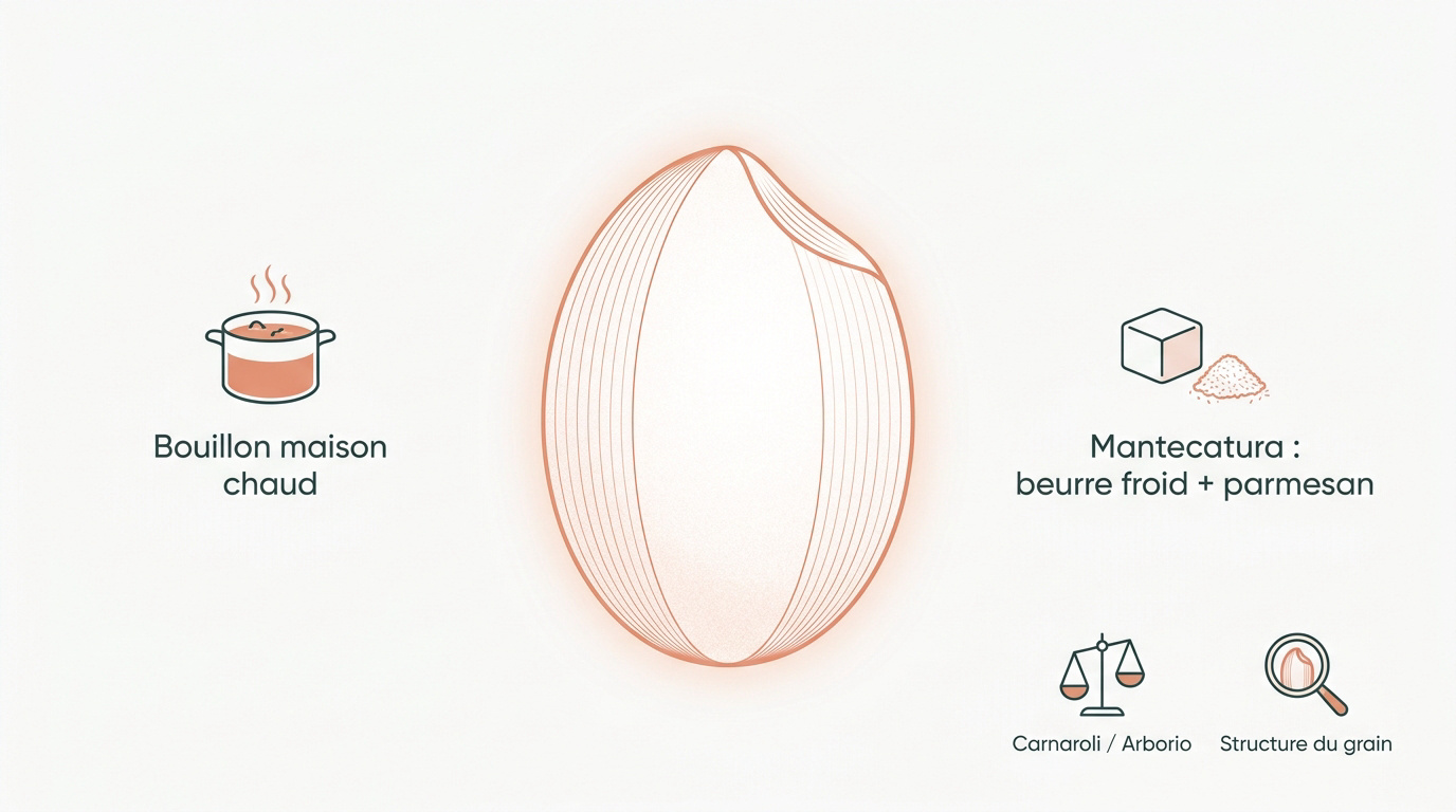 Infographie sur les variétés de riz italien Carnaroli et Arborio pour risotto