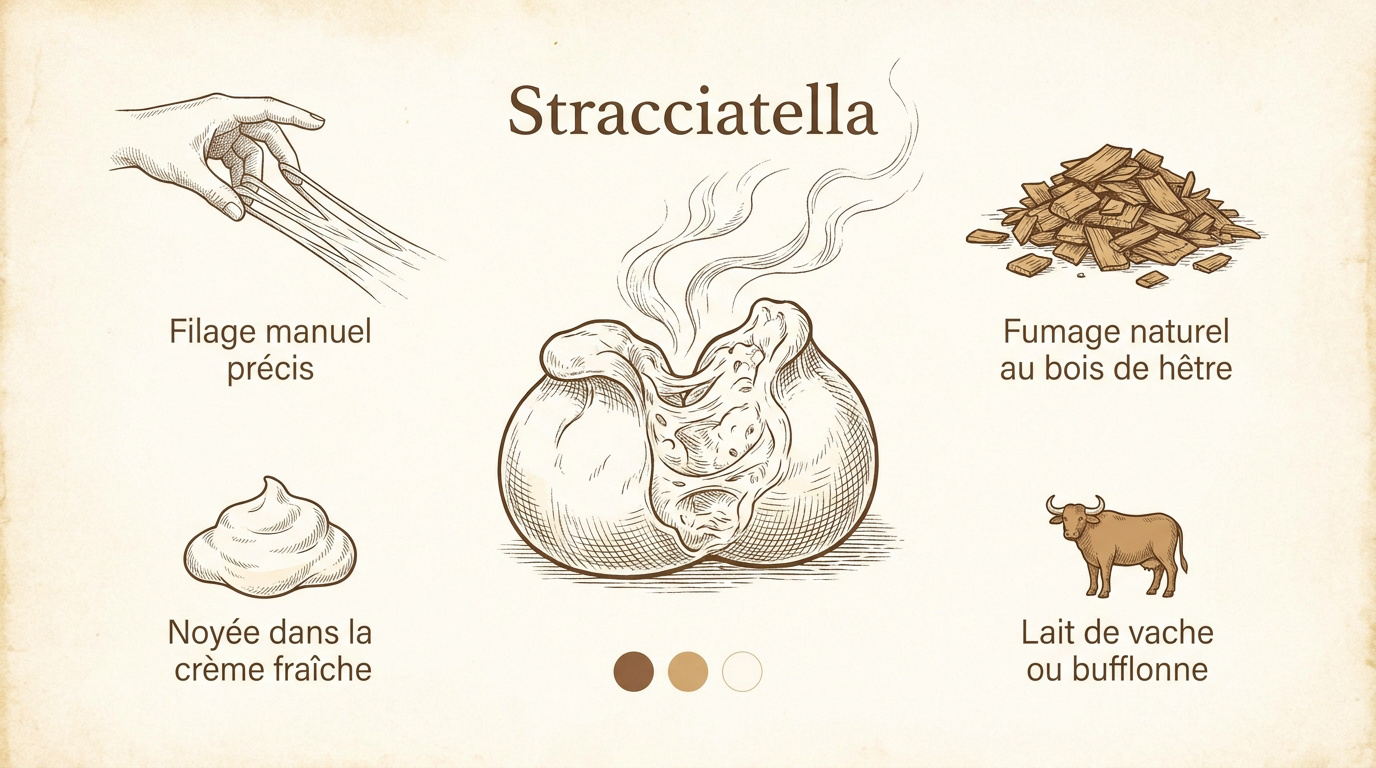 Fabrication artisanale de stracciatella fumée avec filaments et crème