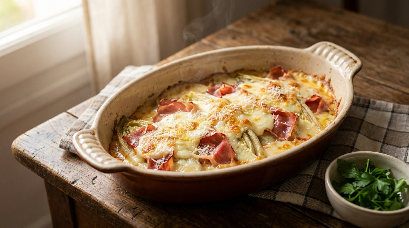 Réussir le gratin d&rsquo;endives italien au speck et mozzarella