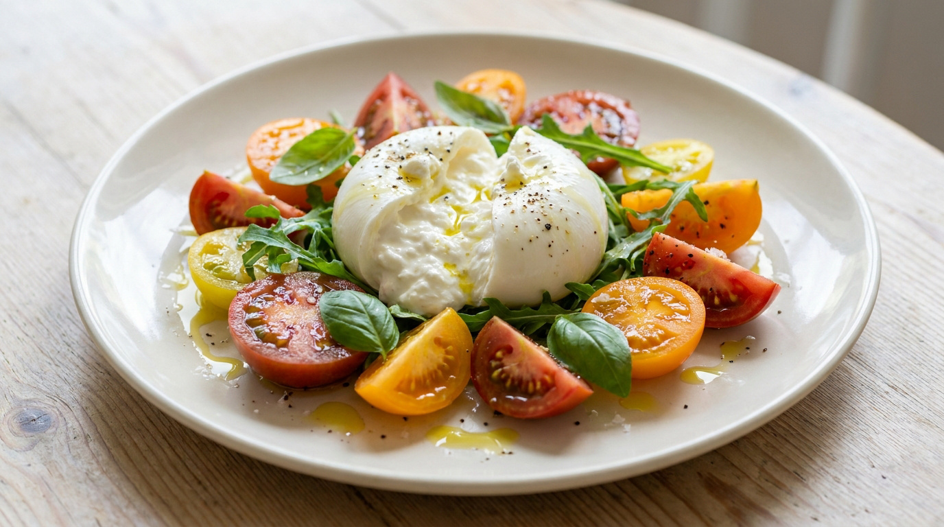 Salade burrata : sublime ce trésor crémeux italien