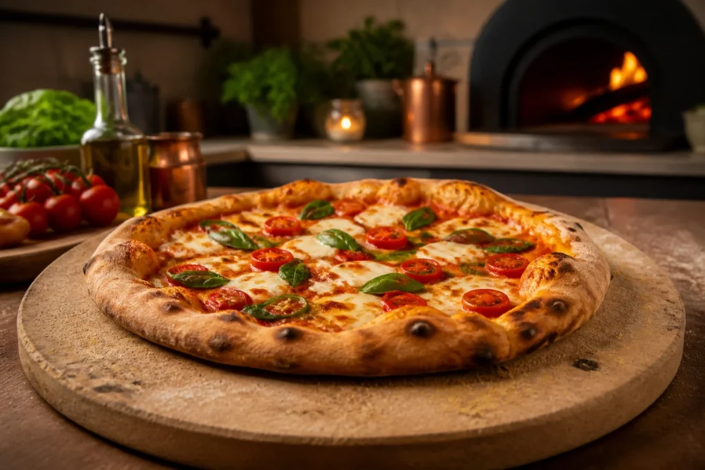 Pizza parfaite sur pierre chaude