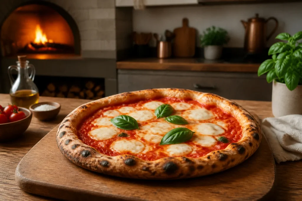 Pizza napolitaine fraichement cuite