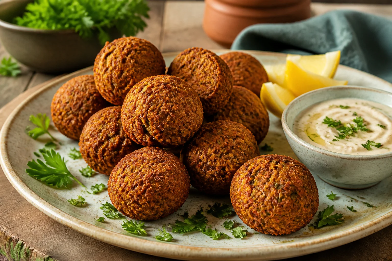 Falafels croustillants et tahini cremeux