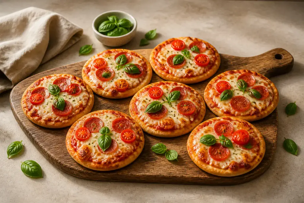 Mini pizzas gourmandes fraichement cuites