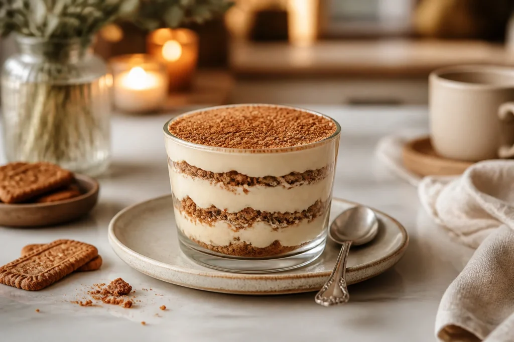 Tiramisu speculoos gourmand dans un verre