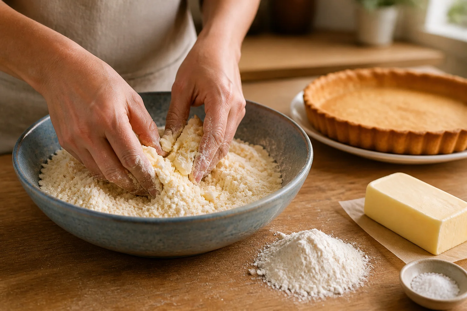 Preparation dune pate brisee sablee