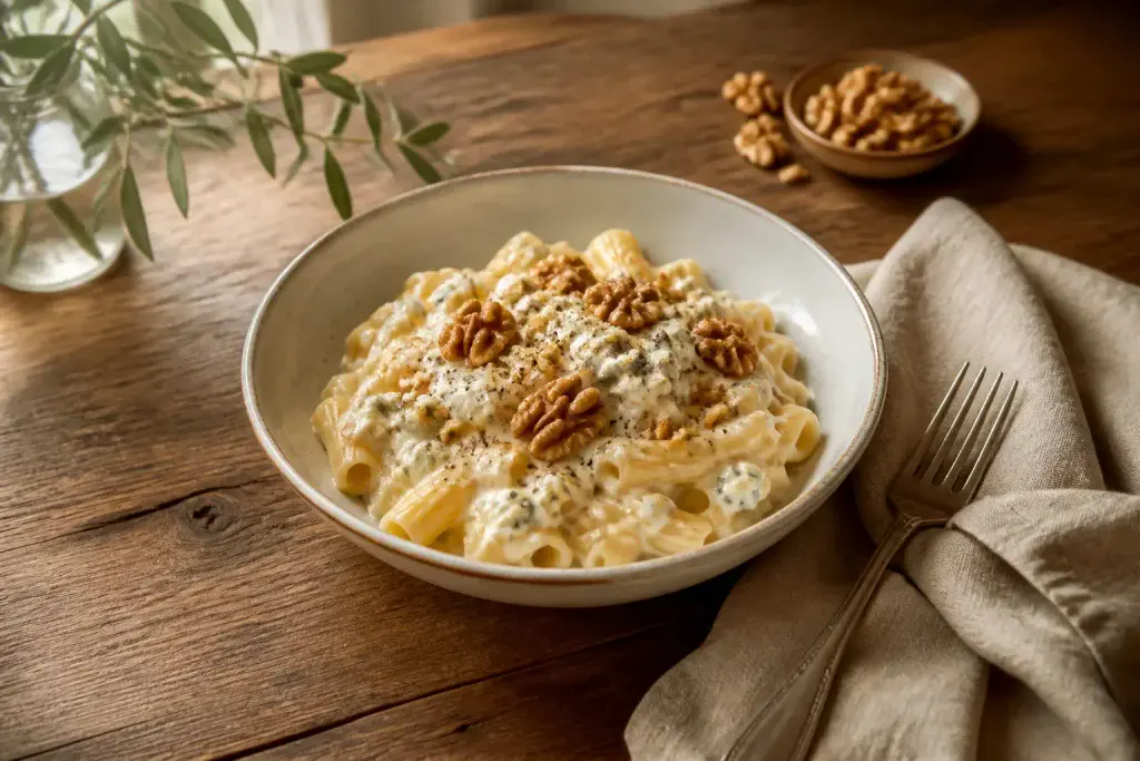 Pates cremeuses au gorgonzola et noix