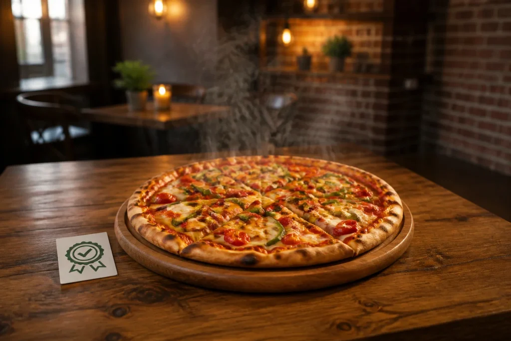 Pizza fraichement sortie du four ambiance cosy