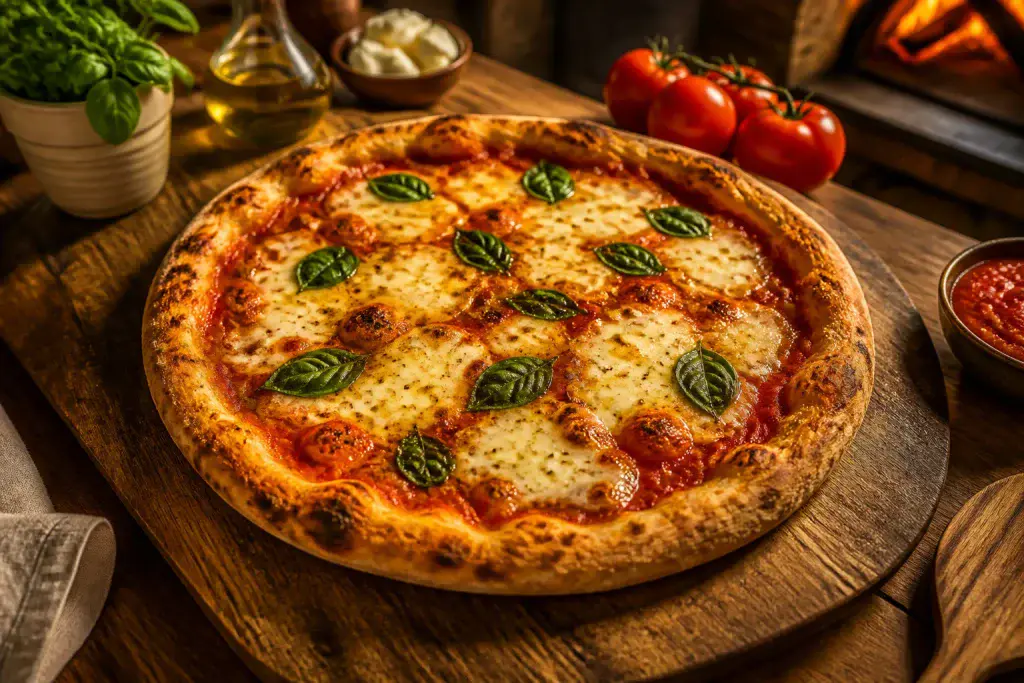 Pizza maison doree et savoureuse