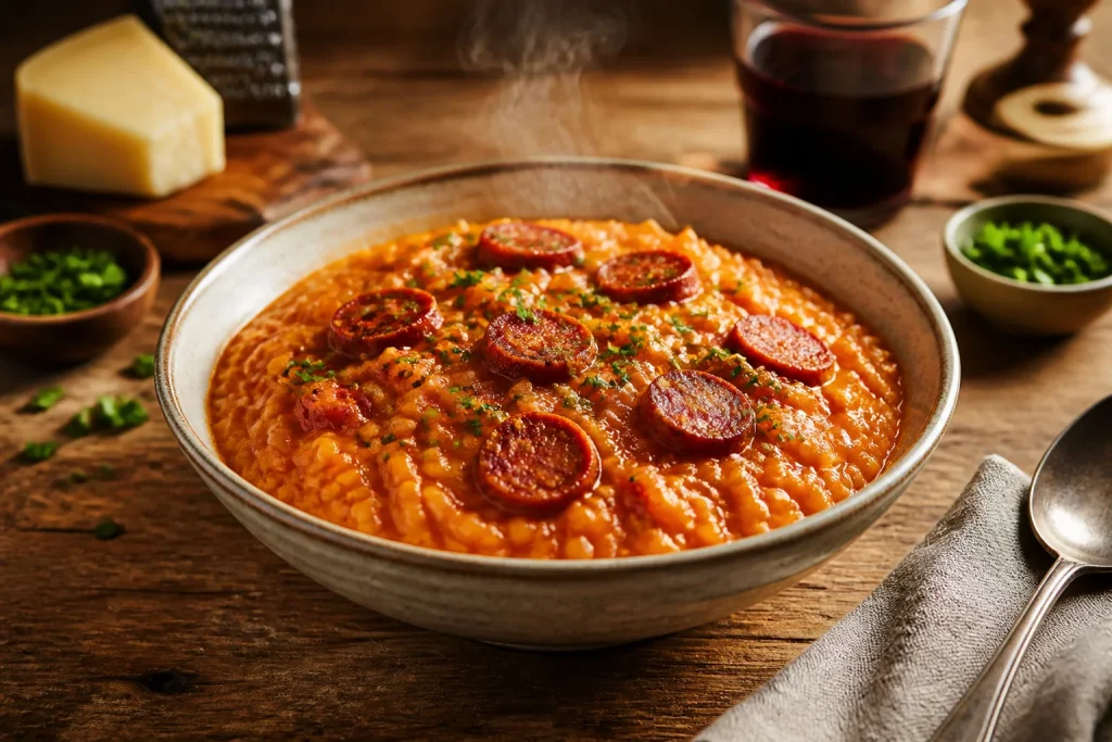 Risotto cremeux au chorizo fumant