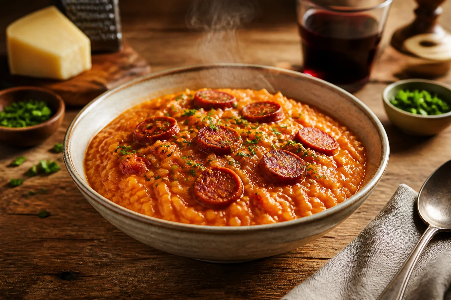 Risotto cremeux au chorizo fumant