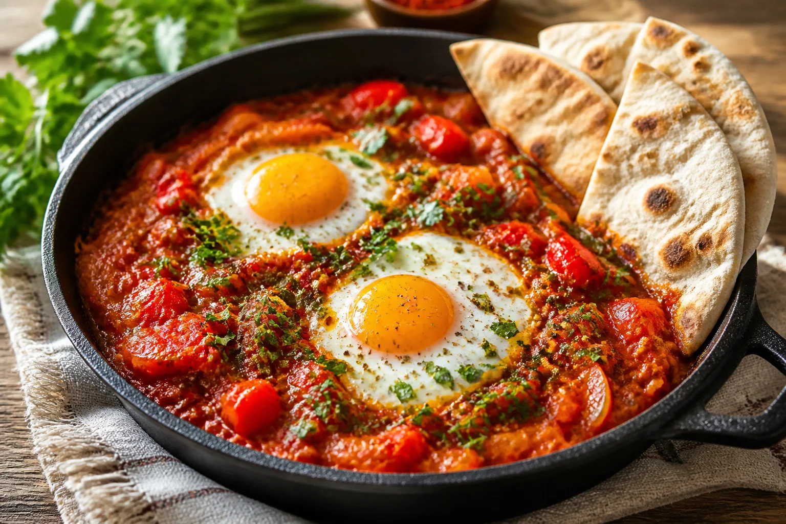 Shakshuka savoureuse aux oeufs poches