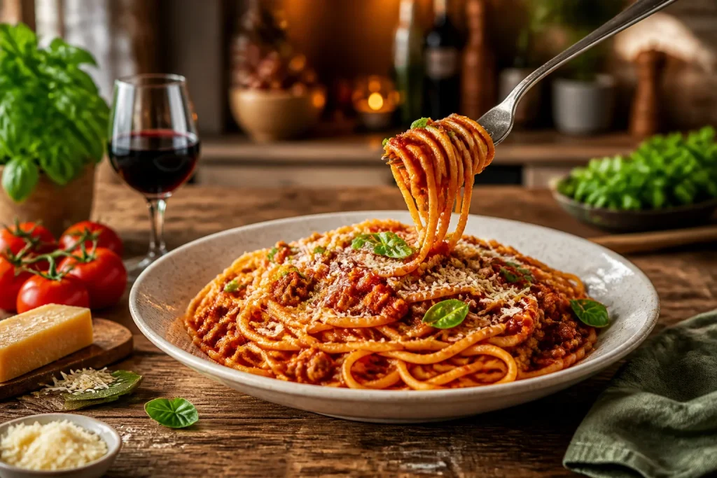 Spaghetti bolognaise gourmand et reconfortant