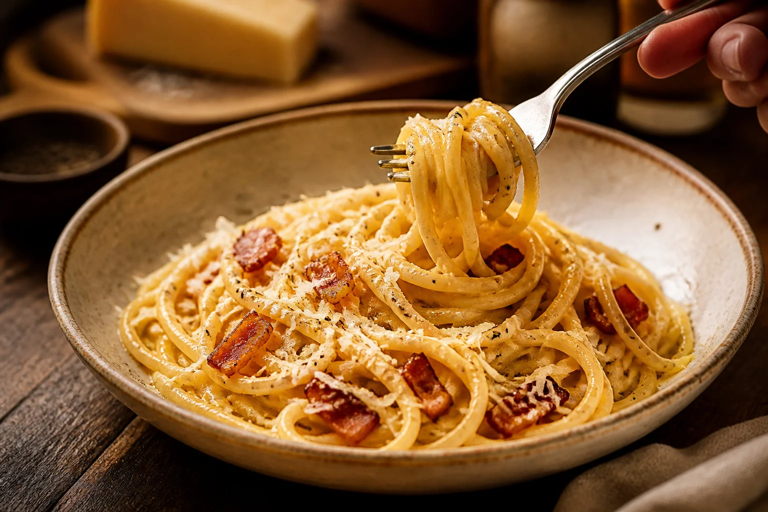 Spaghetti carbonara cremeux et authentique