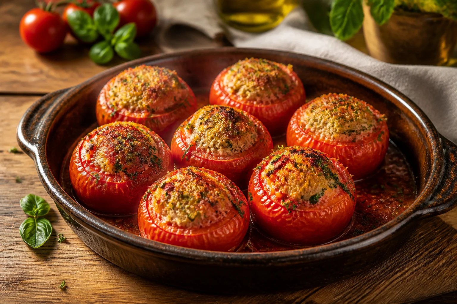 Tomates farcies dorees et appetissantes