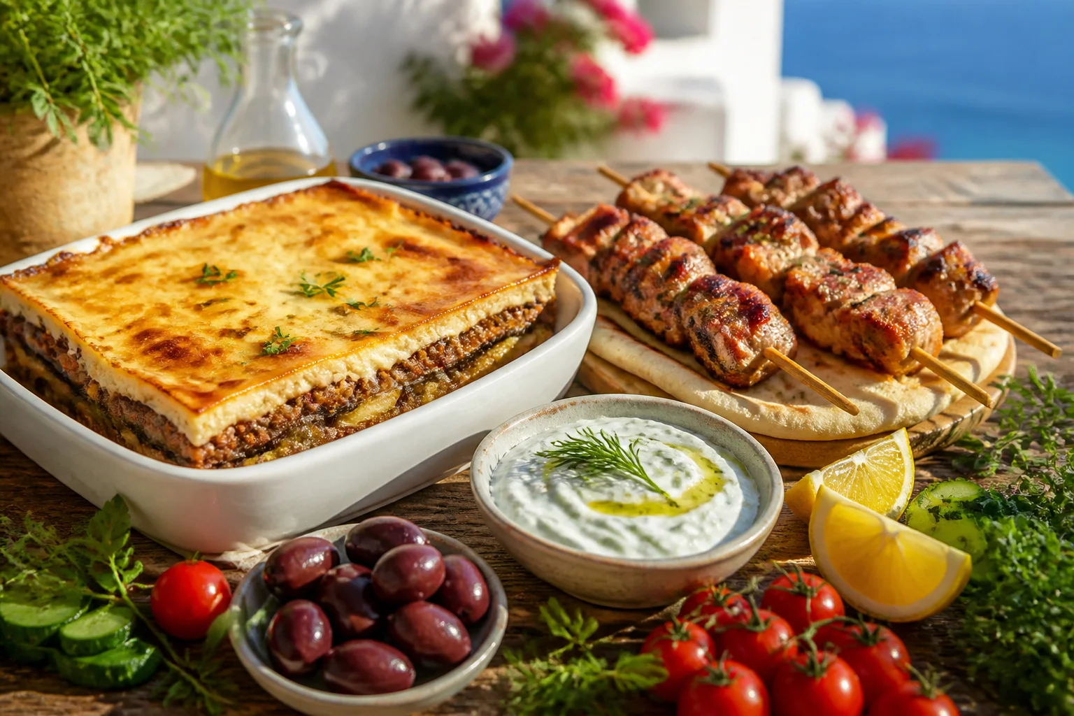 Festin grec ensoleille