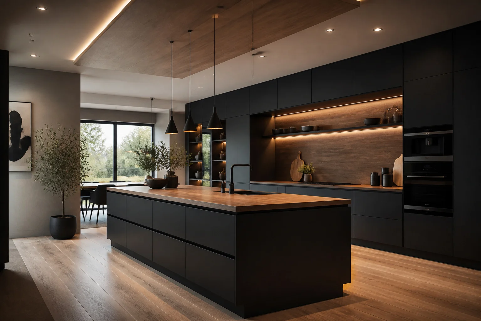 Cuisine moderne noir et bois